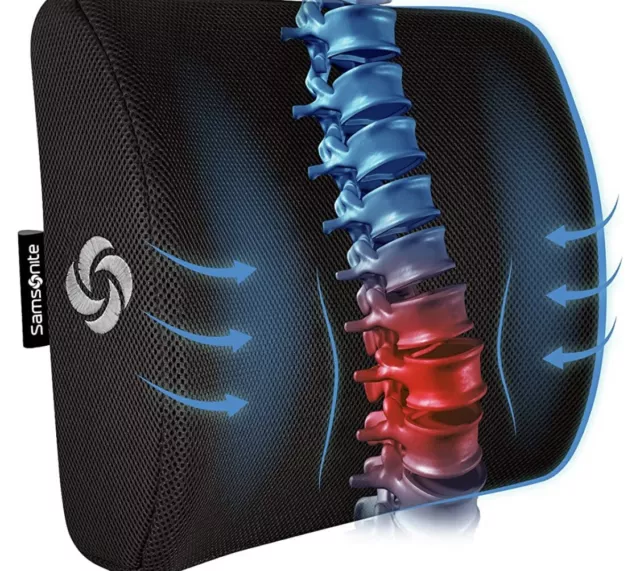 NEW SAMSONITE Lumbar Memory Foam Support Pillow, Perfect For Travel or Office