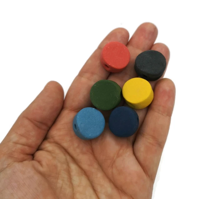 6Pc Large Coin Beads For Jewelry Making, Matte Macrame Ceramic Beads Handmade