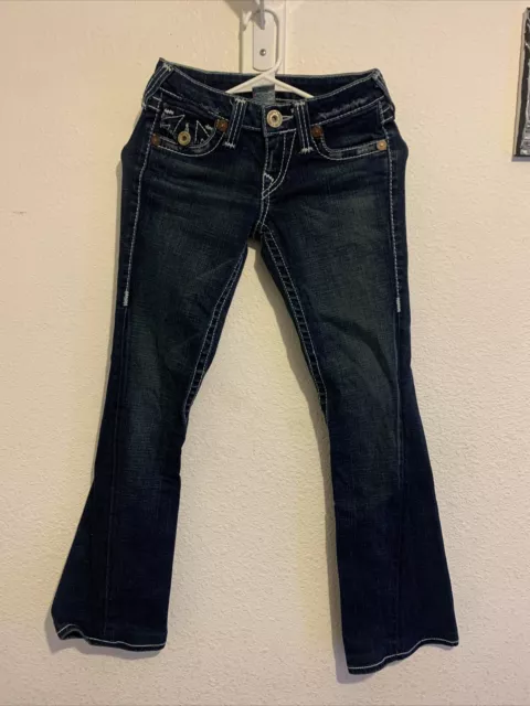 True Religion Julie Bell Bottom Jeans (24) Women Stretch Flap Pockets Distressed