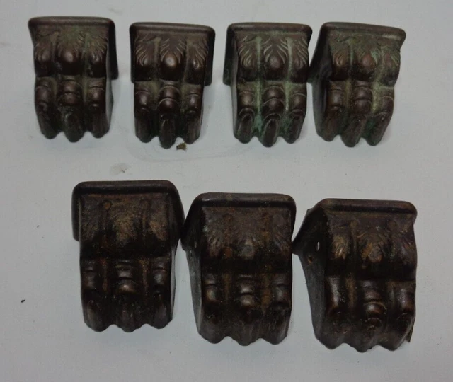 7 Antique Brass Claw Foot Furniture Leg Caps For Small Tables Or Piano Stools