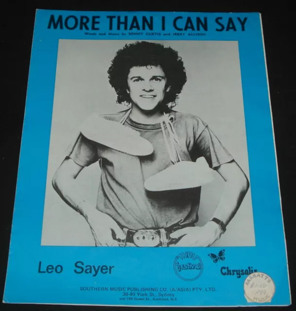 LEO SAYER - MORE THAN I CAN SAY - 1980 SHEET MUSIC -  1970s POP