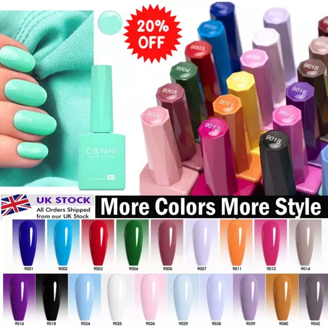 CANNI® 9ml Hema Free Nail Gel Polish Soak Off LED Colours Base Top Coat Varnish!