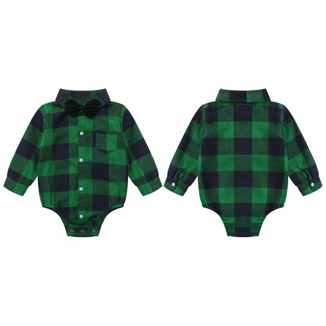 Camicia a quadretti bambini bambini ragazzi gentleman romper babbotto tuta camicia formale 2