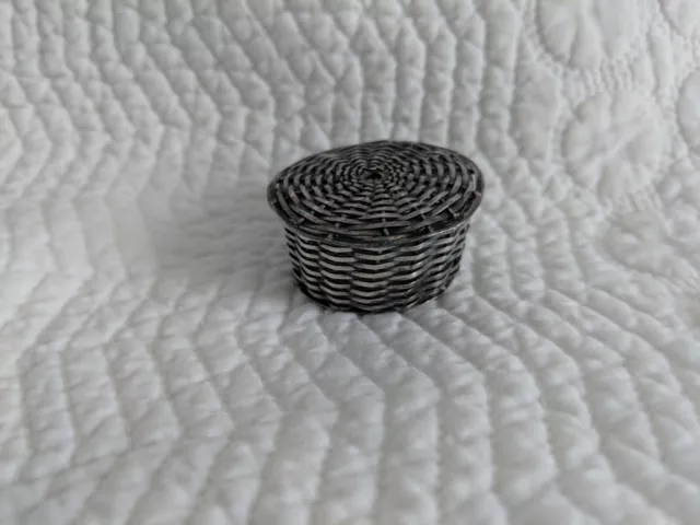 Vintage Sterling Mexico Talleres De Los Ballesteros Woven Basket Hinged Lid Box
