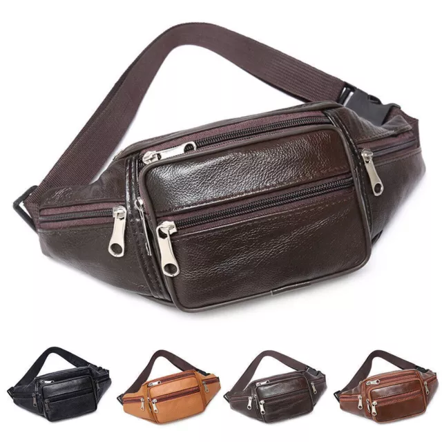 Men PU Leather Bum Bag Waist Fanny Pack Travel Wallet Money Belt Bumbag Pouch