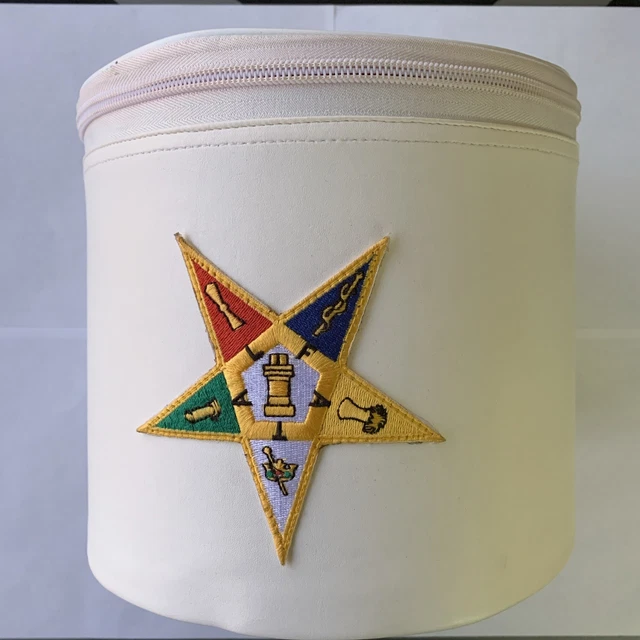 OES Fez Case – White Machine Embroidery Patch For Order Of Eastern Star Masonic