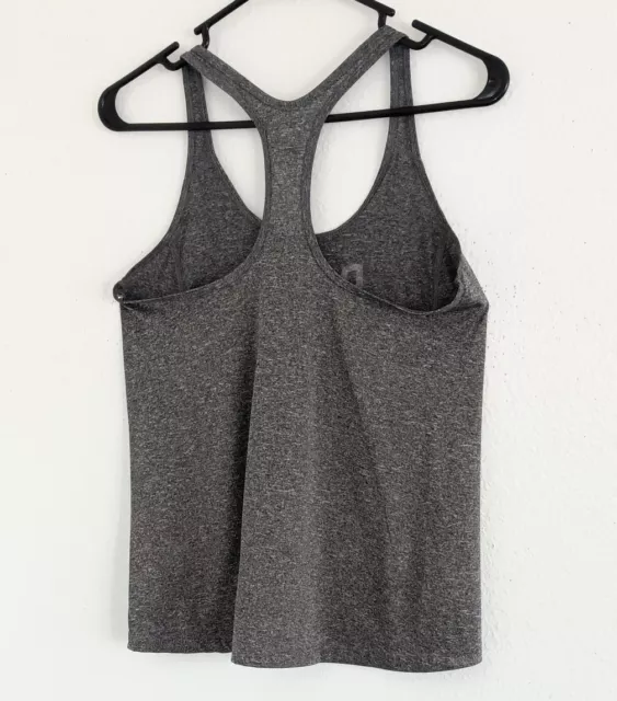 Old Navy Women's Go-Dry Racerback 'Run Rest Repeat’ Athletic Gray Tank Top Small 2