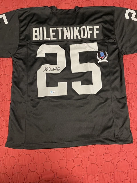 OAKLAND RAIDERS FRED BILETNIKOFF #25 SIGNED Custom XL JERSEY Beckett COA