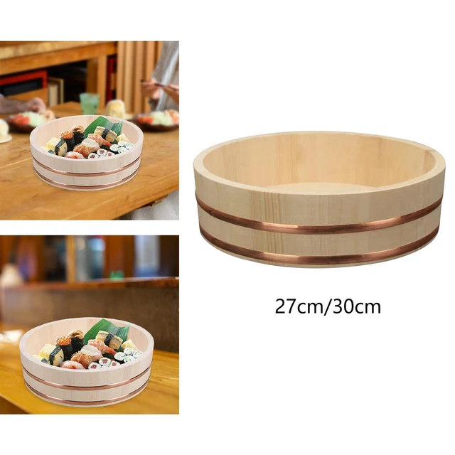 Round Rice Box WOODEN SUSHI RICE Bowl Rice Bucket Round Mixing Container Rice Mixing ...