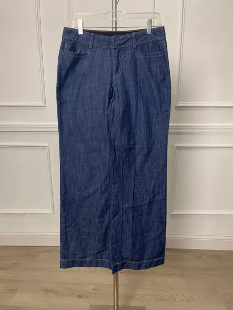 Banana Republic Womens Trouser Denim 100% Cotton Summer 08 Wide Leg Pants Size 2