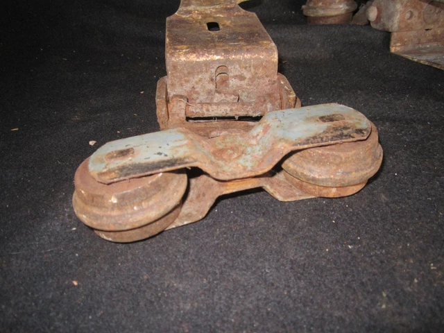 2 Vintage Antique Louden? 1600 Barn Shed Door Hanging Track Rollers 3