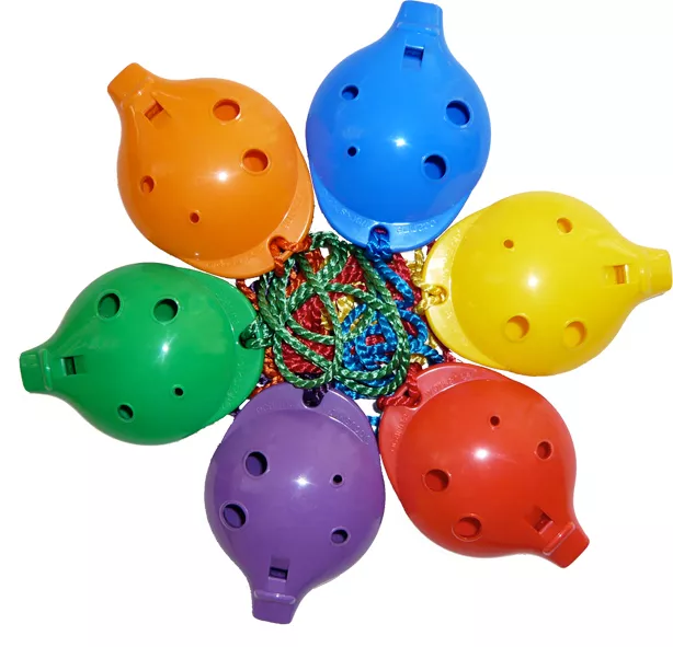 School OCARINA – plastic 4-hole Alto with How-to-play Card –  6 rainbow colours