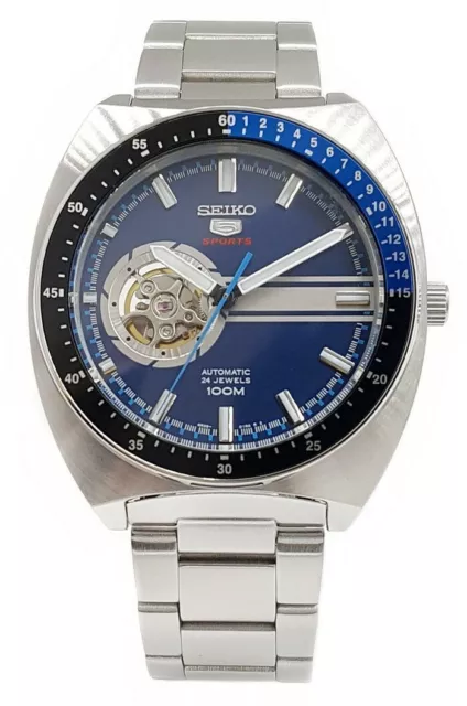 SEIKO 5 Sports SSA327K1 Automatic Watch Blue Retro Open Heart Automatic Watch