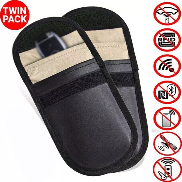 2 x Car Key Signal Blocker Case Faraday Cage Fob Pouch Keyless RFID Blocking Bag