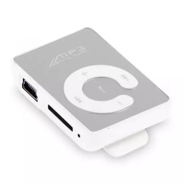 Lector Reproductor Mp3 Player Mini Usb Clip de Espejo Micro SD Hasta 32GB Blanco 2