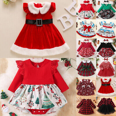 Christmas Girls Fancy Dress Toddler Baby Xmas Santa Party Costume Clothes Outfit