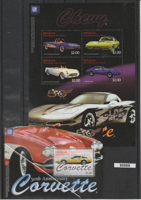 Niue 50th Anniversary Corvette - 5 V. IN 2 Bf MNH MF95569