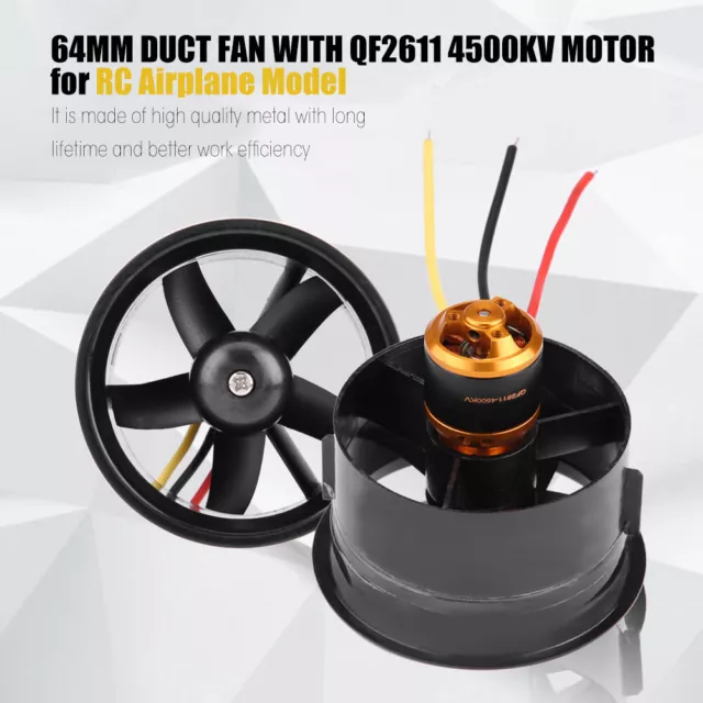 RC Airplane Toy Duct Fan 64mm 5 Blades With QF2611 4500KV Brushless Motor