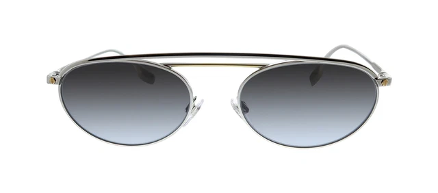 BURBERRY Womens NWOT BE 3116 1303/8G Oval Silver Frame Gray Lens Sunglasses