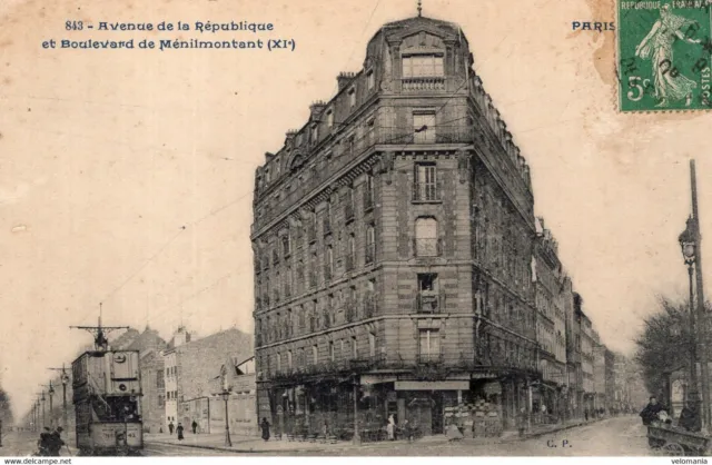 S5546 cpa 75 Paris - Avenue de la République et Boulevard de Ménilmontant