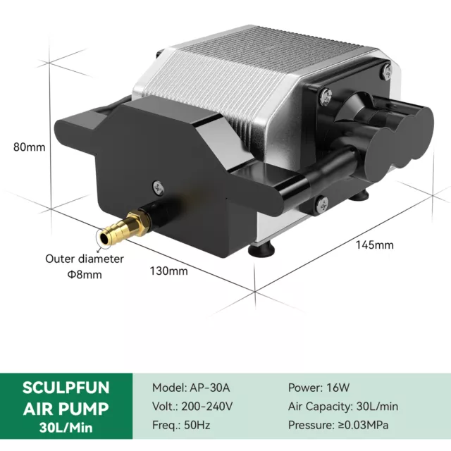 SCULPFUN 30L/Min Air Assist Pump Air Compressor for S10 Engraving Machine C8P5 2