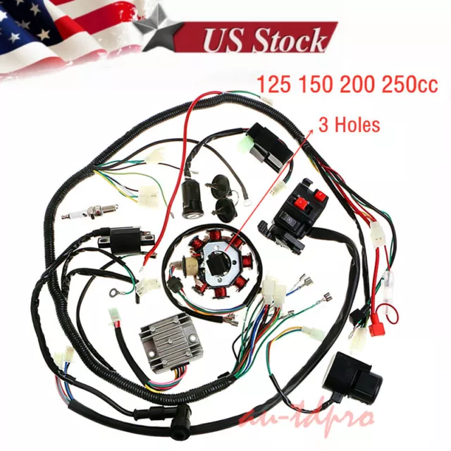 Electrics Wiring Harness Wire Loom ATV QUAD 125 150 200 250cc Stator CDI Coil us