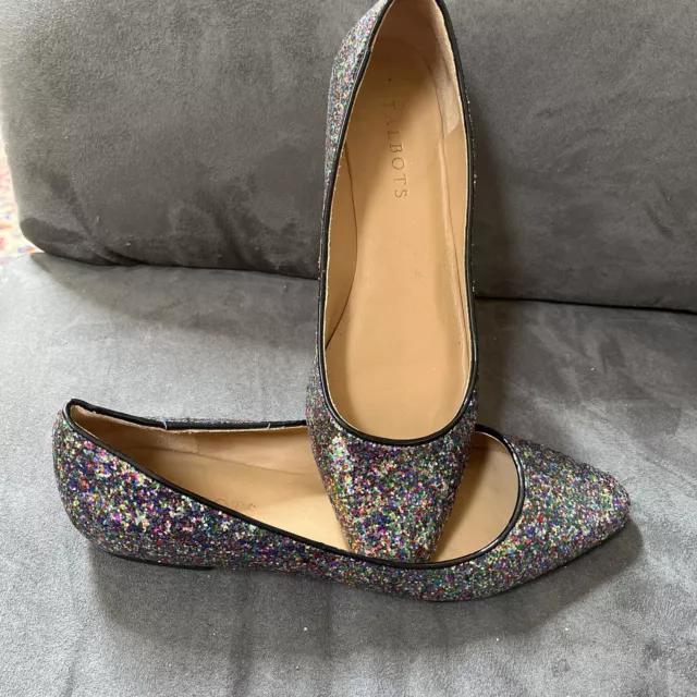 Talbots Sparkled BalletFlats Leather Shoes Size 7 1/2 M Low Heel