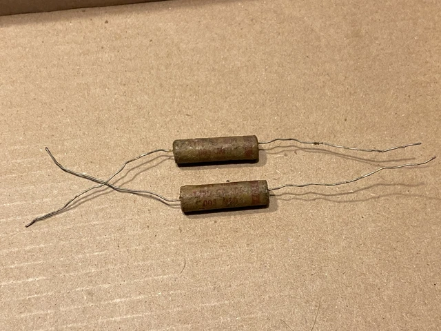 2 NOS VINTAGE Cornell-Dubilier Grey Tiger Wax Capacitors