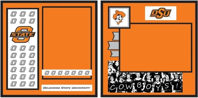 "Oklahoma State, diseño de álbum de recortes de 2 páginas, álbumes de recortes uniformados 8x8"