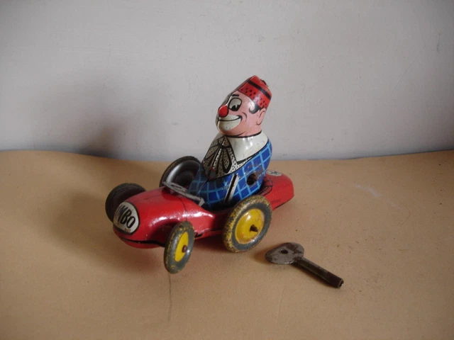 Ancien Jouet Sulky Picolo Mecanique A Clé Cheval Au Sulky