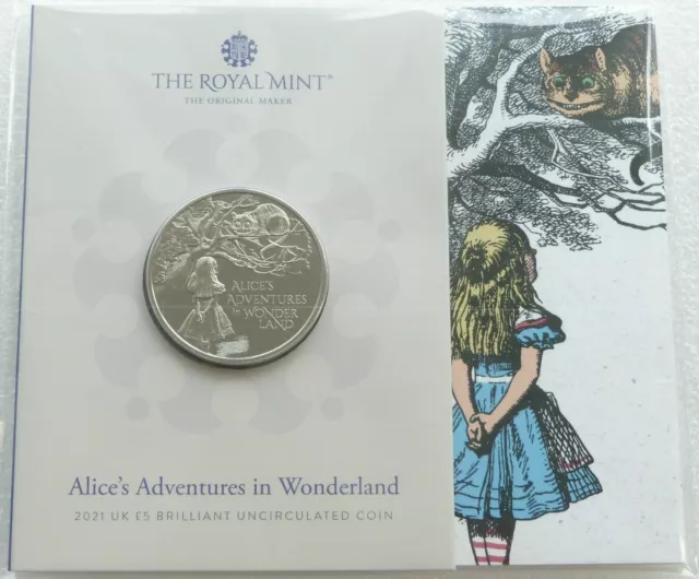 2021 Royal Mint Alice in Wonderland £5 Five Pound Coin Pack Sealed Uncirculated