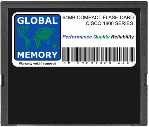 64MB Compact Flash Carte Mémoire Pour Cisco 1800 Séries Routeurs (MEM1800-64CF)