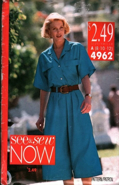 4962 Vintage Butterick Sewing Pattern Misses Loose Fitting Top Culottes UNCUT FF