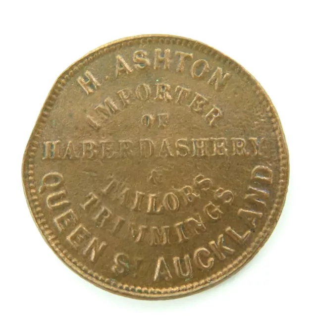 1858 H Ashton, Auckland, NZ 1/2d Token.