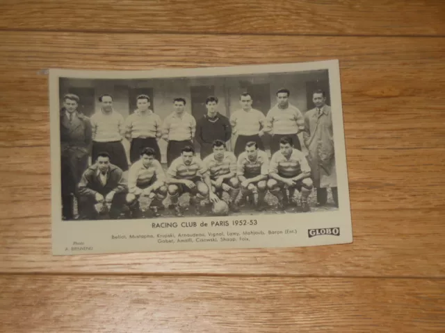 Racing Club Paris  carte postale photo Globo sport football 1952-53