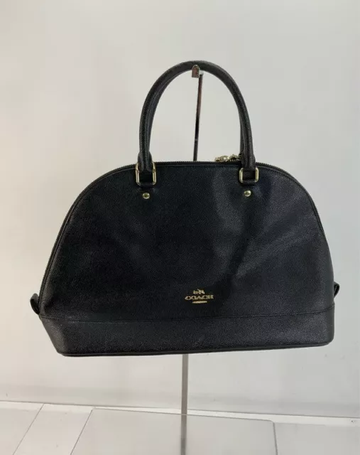 Coach Black Crossgrain Leather Satchel Handbag