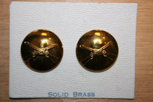 Original Late Ww2 - Korean War Infantry Enlisted Collar Badges Domed Type X 2