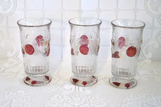 WESTMORELAND DELLA ROBBIA FLASHED FRUIT 6" Iced Tea Water Goblets Tumblers Qty 3