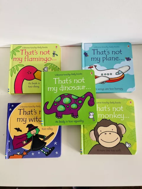 5 Thats Not My.. Books Bundle Monkey Witch Flamingo Dinosaur Plane Baby Kid Book