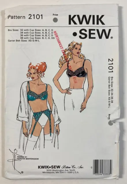 UNCUT Vintage Sewing PATTERN Kwik Sew 1017, Ladies 1980 Bra, Size 32 34 AA-D