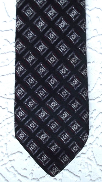 Cravatta a scacchi vintage da uomo nero grigio bordeaux PIERRE BOUCHARD ANNI '70