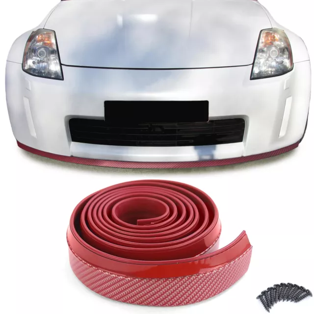 Front Spoiler Lippe Seitenschweller universal flexibel 2,5mx5cm Carbon Look Rot