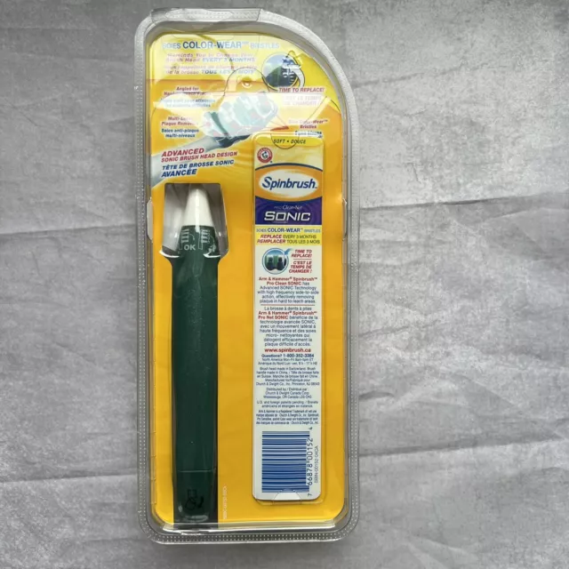 Arm & Hammer Spinbrush PRO CLEAN NET SONIC Powered Toothbrush Soft New GREEN 2