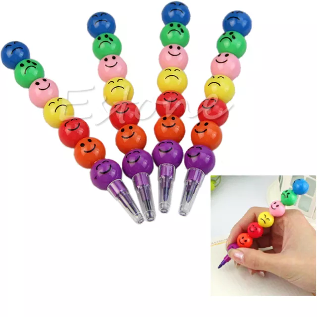 7 Colors Stacker Swap Tip Wax Crayons Pencil Stationary Set Filler For Kids