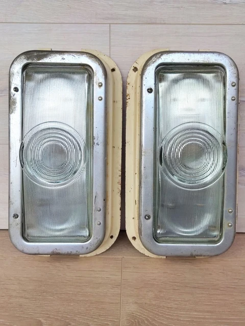 Coppia di lampade da parete industriali vintage da parete corridoio apparecchi da parete anni '60. #3