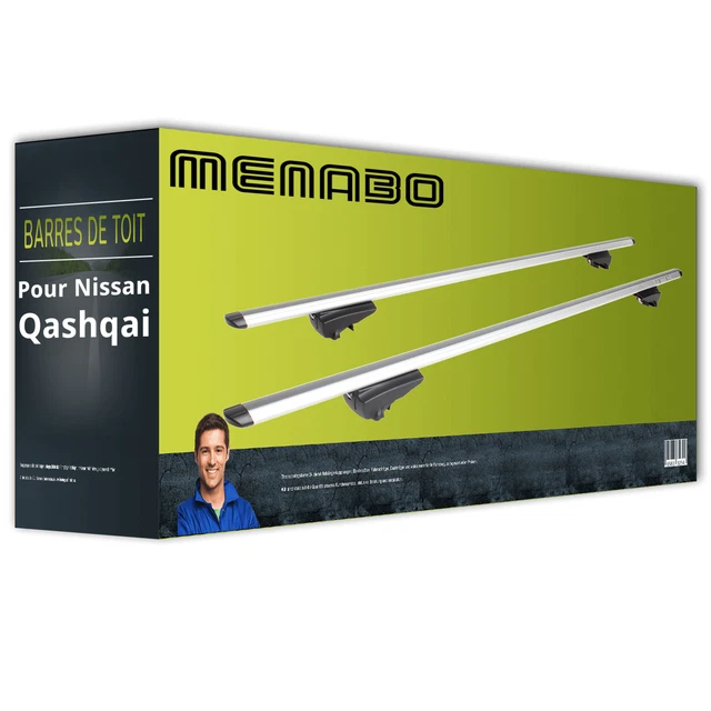Barres de toit transversales pour Nissan Qashqai J12 2021-2026 Alu Gris 2x ABE
