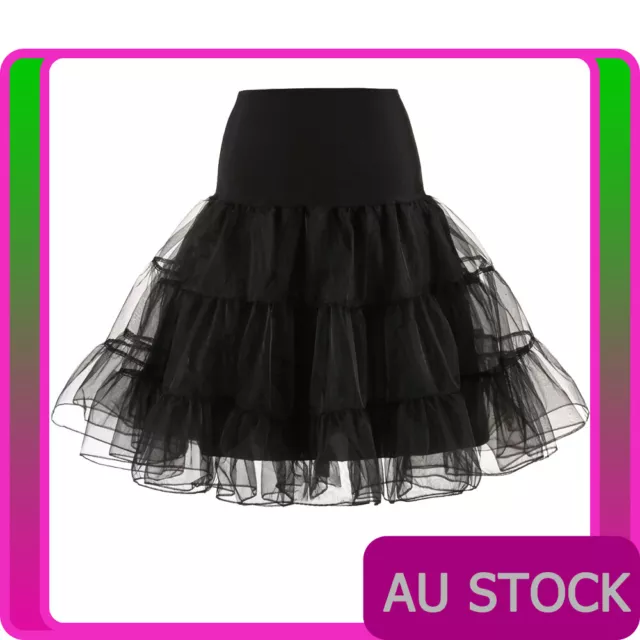 Black Retro Swing Vintage 50s Tutu Petticoat Rockabilly Tulle Underskirt Skirt