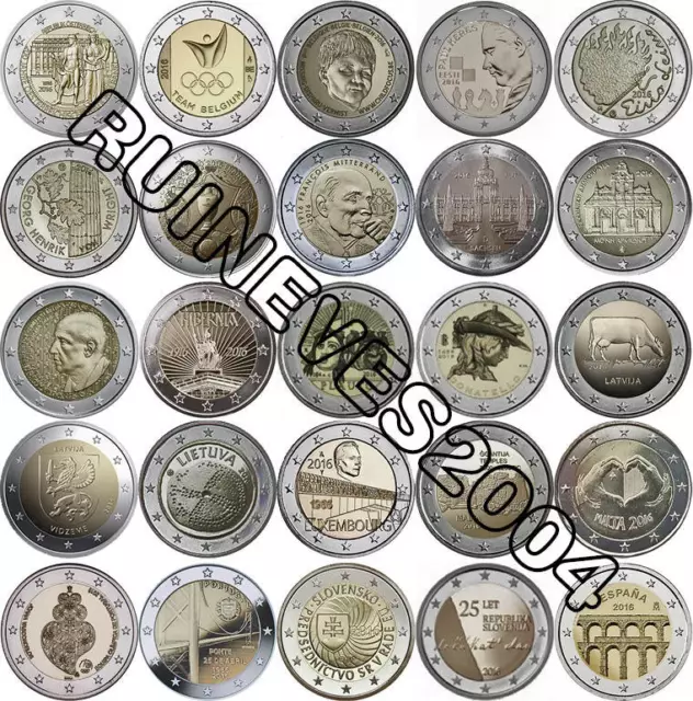 29 x 2 Euro Commemorative coins 2016 - Uncirculated Coins ** Complete SET * RAR