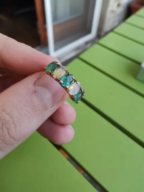 Anelli fedine oro 9k smeraldi veri e opali naturali