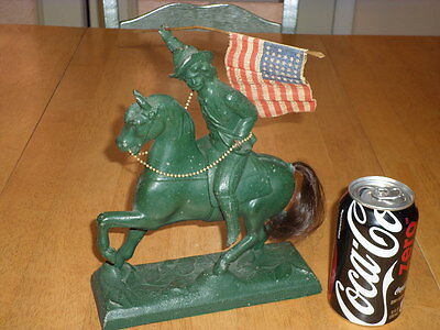 USA OLD WEST - GENERAL CUSTER ON HORSE BACK, CAST IRON STATUE, Vintage 1950's